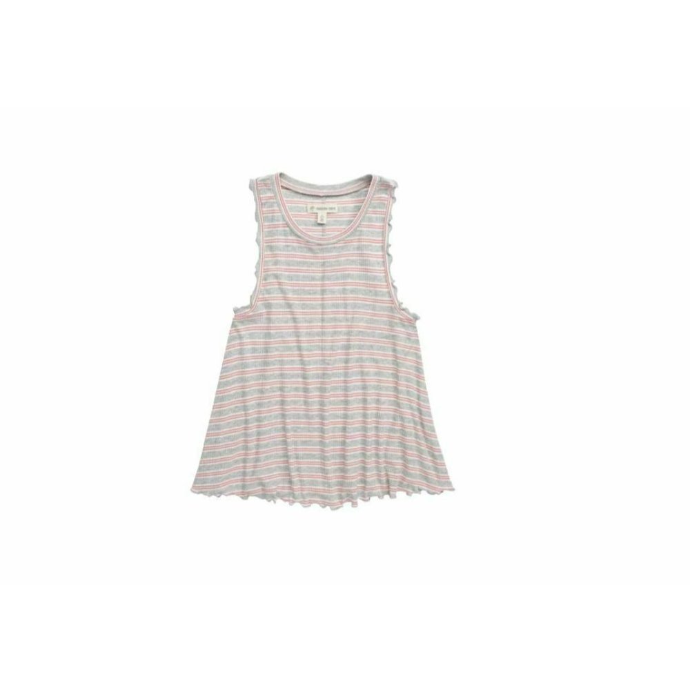 Tuckerโ + Tate Girls Grey Frilly Stripe Tank Medium (8/10)